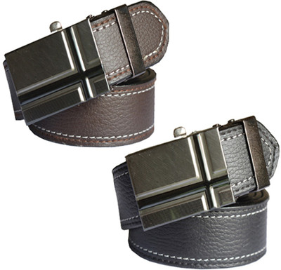 

Loopa Men Formal Multicolor Artificial Leather Belt, Black and brown