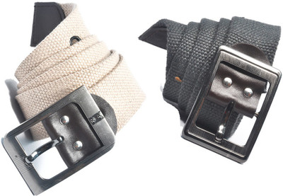 

AARIP Men Formal Beige, Grey Canvas Belt, Multy