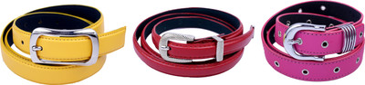 

Contra Men Yellow, Pink, Red Artificial Leather Belt, Multicolor