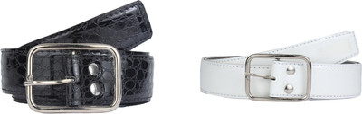 

SRS Men Casual Black, White Synthetic Belt