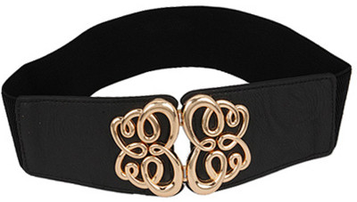

Young & Forever Women Casual, Evening/Party, Formal, Semi-formal Black, Gold Artificial Leather Belt, Black vintage stretch