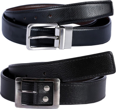 Hardys Men Black Genuine Leather Reversible Belt