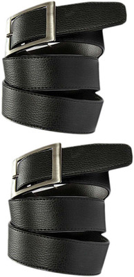

Fastfox Men Black Genuine Leather Belt, Black001