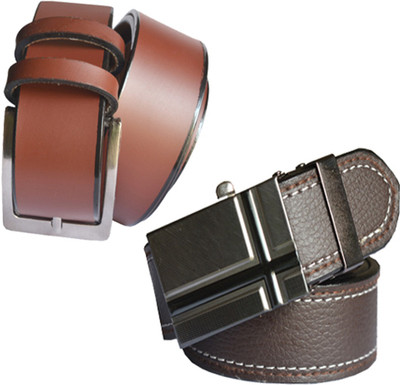 

Loopa Men Formal Multicolor Artificial Leather Belt, Black and brown