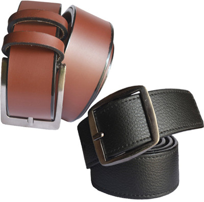 

Loopa Men Formal Multicolor Artificial Leather Belt, Black and brown