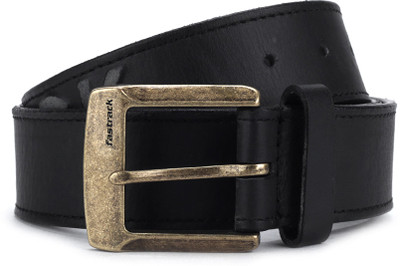 

Fastrack Men Black Metal, Genuine Leather Belt