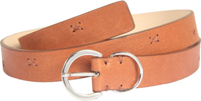 

French Connection Women Casual Tan Genuine Leather Belt