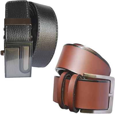 

Loopa Men Formal Multicolor Artificial Leather Belt, Black and brown