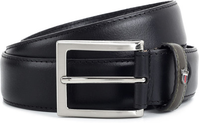 

Louis Philippe Men Black Metal Belt, Black and olive