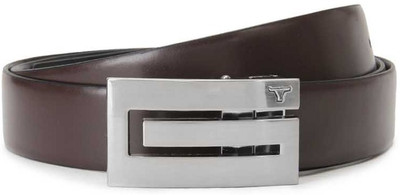 

Bulchee Men Black, Brown Metal Reversible Belt, Black and brown