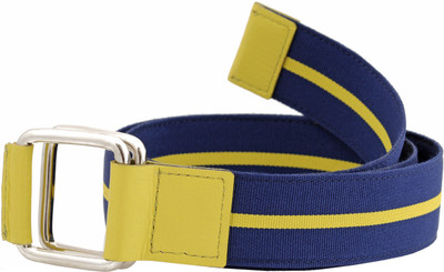 

tZaro Men Casual Yellow, Blue Synthetic, Metal, Genuine Leather, Fabric Belt, Blue and yellow