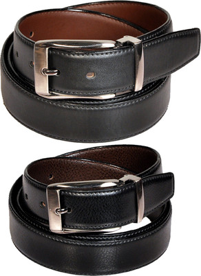 

Swan Collection Boys Casual, Formal, Evening Black Artificial Leather Reversible Belt, Black 18