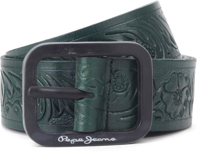 

Pepe Jeans Men Black Genuine Leather Belt, Green