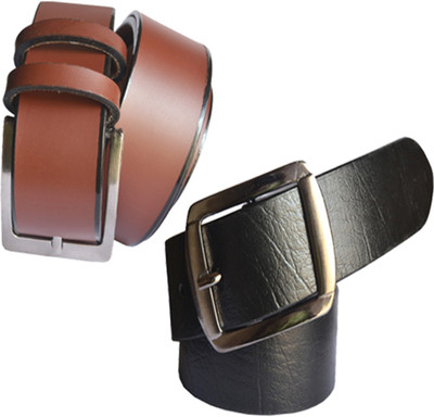 

Loopa Men Formal Multicolor Artificial Leather Belt, Black and brown