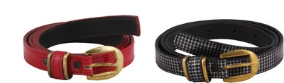 

SRS Women Casual Black, Red Artificial Leather Belt, Black-red-109