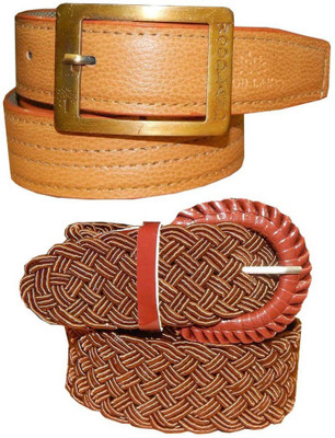 

Ansari Men Brown Genuine Leather, Fabric Belt