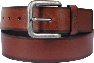 

French Connection Men Brown Genuine Leather, Metal Belt