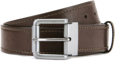

Hidesign Men Brown, Black Metal, Genuine Leather Reversible Belt, Brown and black