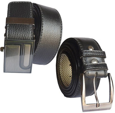 

Loopa Men Formal Multicolor Artificial Leather Belt, Black and brown