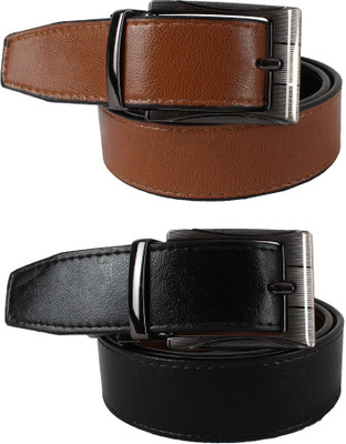 

Yours Luggage Men Black, Brown Artificial Leather Belt, Black 07