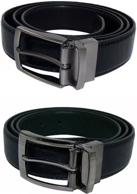 

Els Men Formal Black, Brown, Black, Green Synthetic Reversible Belt, Black;brown;green