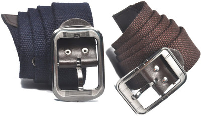 

AARIP Men Formal Blue, Brown Canvas Belt, Multy