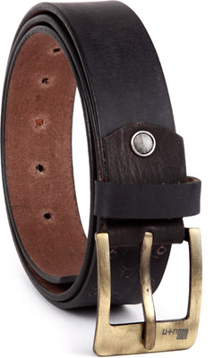 

U+N Men Casual Black Genuine Leather Belt