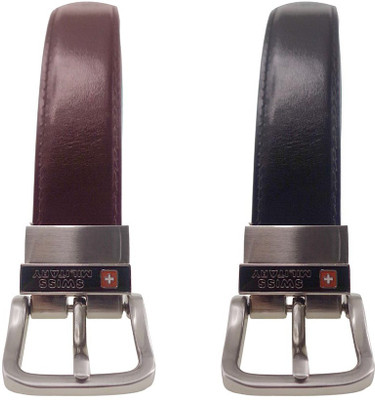 

Swiss Military Men Multicolor Genuine Leather Belt, Black/brown