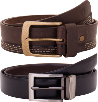 

Valbone Men Formal Brown Genuine Leather Belt, Black