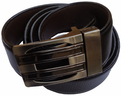 

M&Ms Men Formal Black Canvas Reversible Belt