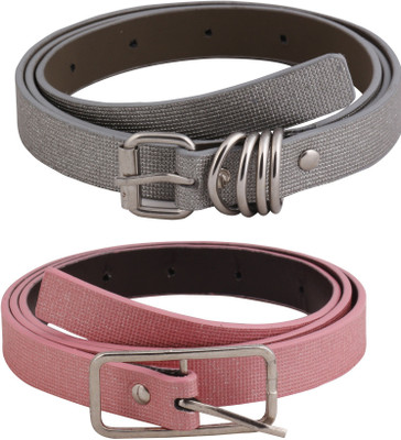 

SRS Women Casual Pink, White Artificial Leather Belt, Silverpink-silverwhite-30
