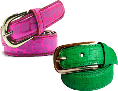 

Wholesome Deal Women Casual Multicolor Synthetic Belt, Pink and green