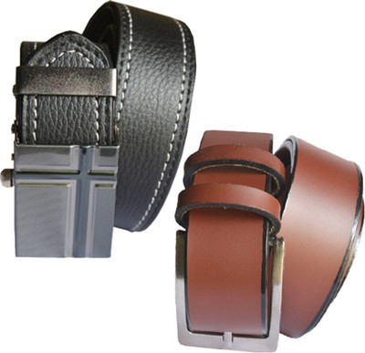 

Loopa Men Formal Multicolor Artificial Leather Belt, Black and brown