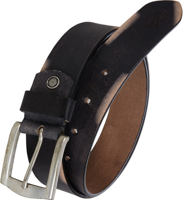 

Vermello Men Casual Black Genuine Leather Belt