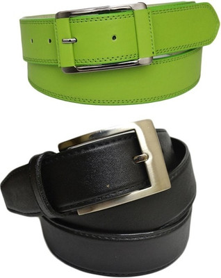 

Skyways Men Formal, Casual Black, Green Artificial Leather Belt, Black-01