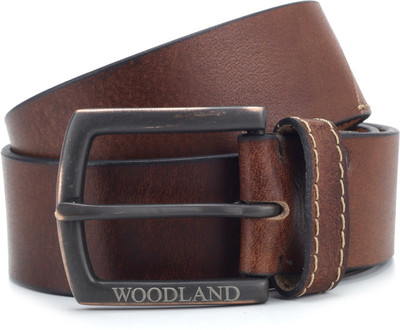

Woodland Men Brown Genuine Leather, Metal Belt, Tan
