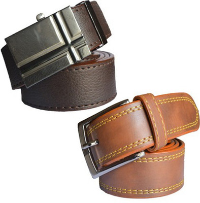 

Loopa Men Formal Multicolor Artificial Leather Belt, Black and brown