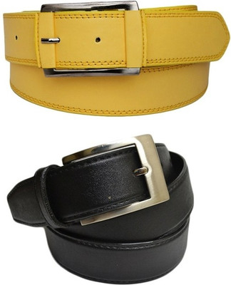

Skyways Men Formal, Casual Black, Yellow Artificial Leather Belt, Black-01