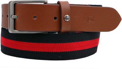

Hidea Men Casual Multicolor Canvas Belt, Tan/red