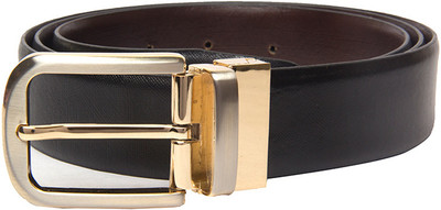 

Buckle Up Men Formal Black Genuine Leather Reversible Belt, Black-1