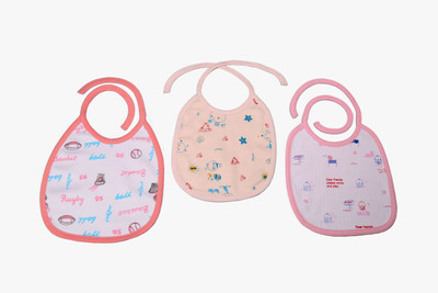Kaboos Multicolor Feeding Bibs(Light Pink, Peach and Baby Pink)