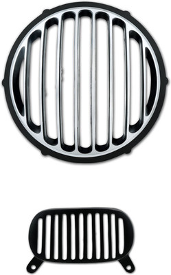 

Autofy Black & Chrome Metal Headlight & Tail Light Grill for Bullet-Electra (Set of 2) Bike Headlight Grill(Black)