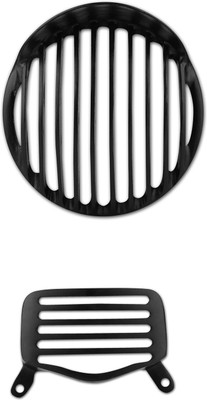 

Autofy Black Metal Headlight & Tail Light Grill for Bullet-Standard 350 & 500 with Cap (Set of 2) Bike Headlight Grill(Black)