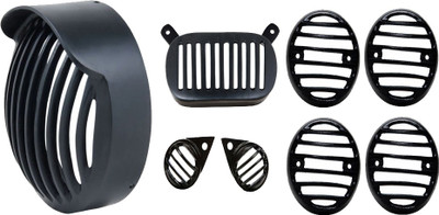 Capeshoppers CR004038-Grill Cover Combo For Royal Enfield Bullet Electra Bike Headlight Grill(Black)
