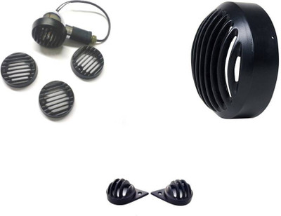 

Cadeau Heavy 7.5" Headlight Grill, Indicator Grill Set, Parking Light Grill Set CDG123 for RE Bullet (COMBO) Bike Headlight Grill(Black)