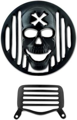 

Autofy Skull Black Metal HeadLight & Tail Light Grill for Bullet-Standard (Set of 2) Bike Headlight Grill(Black)