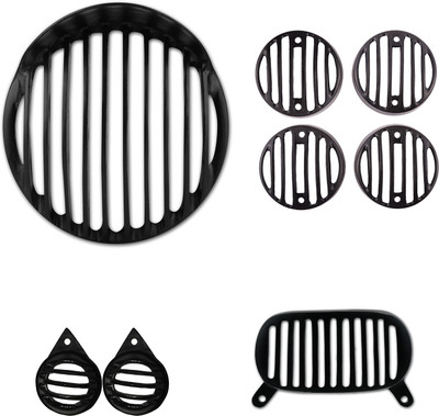 Autofy Black Metal Grill for Bullet-Electra with Cap (Set of 8) Bike Headlight Grill(Black)