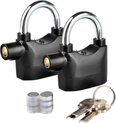 

Kawachi Kawachi set of 2 Security Shed Garage Bike, Motorbike, Door, Car Padlock Siren Alarm Lock Shock Sensor 110db Combo C88 Disc Lock, Chain Lock, Pad Lock(Black)