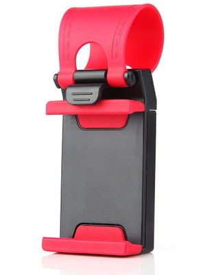 

Swarish CrackDeals Retractable Silicon Car Steering Wheel Universal Phone Socket Stand Clip Bike Mobile Holder(Red)