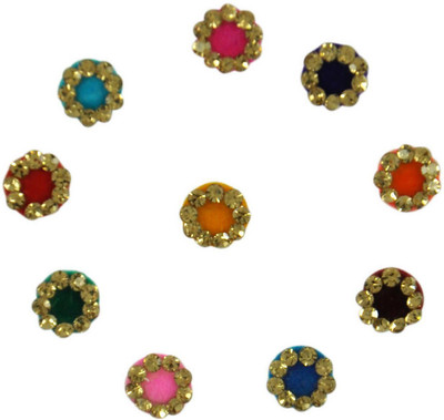 

Instabuyz GOLDEN STONE FOREHEAD Multicolor Bindis(FANCY BINDI)